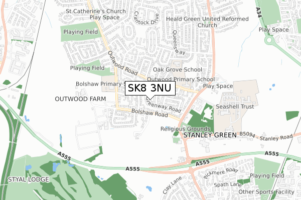 SK8 3NU map - small scale - OS Open Zoomstack (Ordnance Survey)