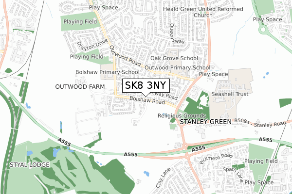 SK8 3NY map - small scale - OS Open Zoomstack (Ordnance Survey)