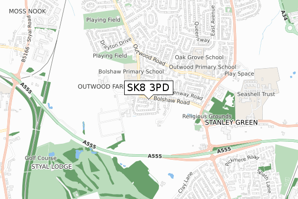 SK8 3PD map - small scale - OS Open Zoomstack (Ordnance Survey)