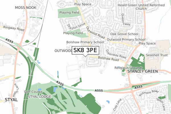 SK8 3PE map - small scale - OS Open Zoomstack (Ordnance Survey)