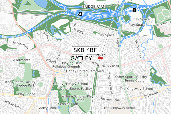 SK8 4BF map - small scale - OS Open Zoomstack (Ordnance Survey)