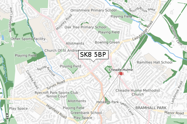 SK8 5BP map - small scale - OS Open Zoomstack (Ordnance Survey)