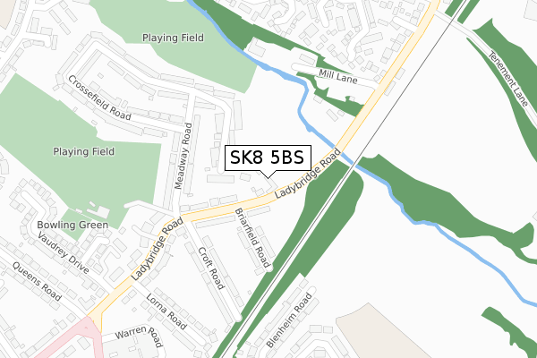 SK8 5BS map - large scale - OS Open Zoomstack (Ordnance Survey)