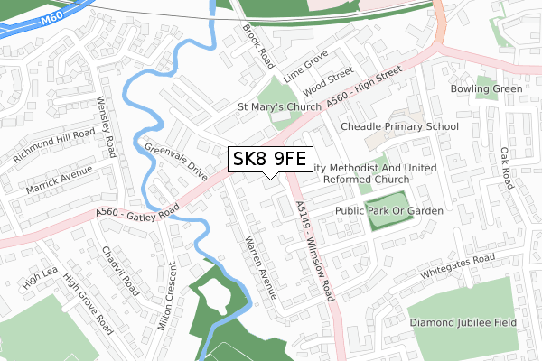 SK8 9FE map - large scale - OS Open Zoomstack (Ordnance Survey)