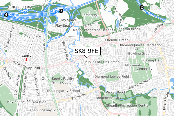 SK8 9FE map - small scale - OS Open Zoomstack (Ordnance Survey)