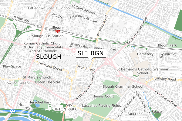 SL1 0GN map - small scale - OS Open Zoomstack (Ordnance Survey)