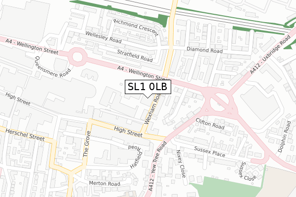 SL1 0LB map - large scale - OS Open Zoomstack (Ordnance Survey)