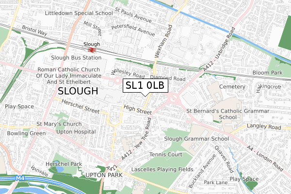 SL1 0LB map - small scale - OS Open Zoomstack (Ordnance Survey)