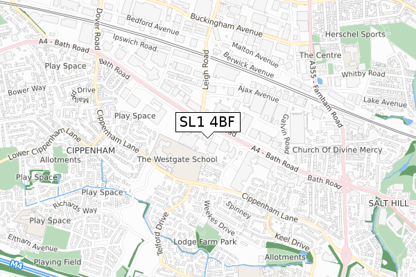 SL1 4BF map - small scale - OS Open Zoomstack (Ordnance Survey)