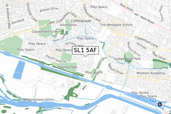 SL1 5AF map - small scale - OS Open Zoomstack (Ordnance Survey)