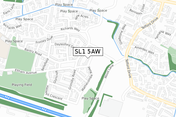 SL1 5AW map - large scale - OS Open Zoomstack (Ordnance Survey)