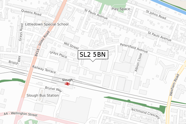 SL2 5BN map - large scale - OS Open Zoomstack (Ordnance Survey)