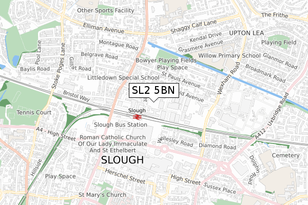 SL2 5BN map - small scale - OS Open Zoomstack (Ordnance Survey)