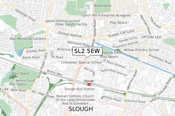 SL2 5EW map - small scale - OS Open Zoomstack (Ordnance Survey)