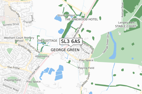 SL3 6AS map - small scale - OS Open Zoomstack (Ordnance Survey)