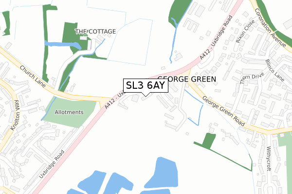 SL3 6AY map - large scale - OS Open Zoomstack (Ordnance Survey)