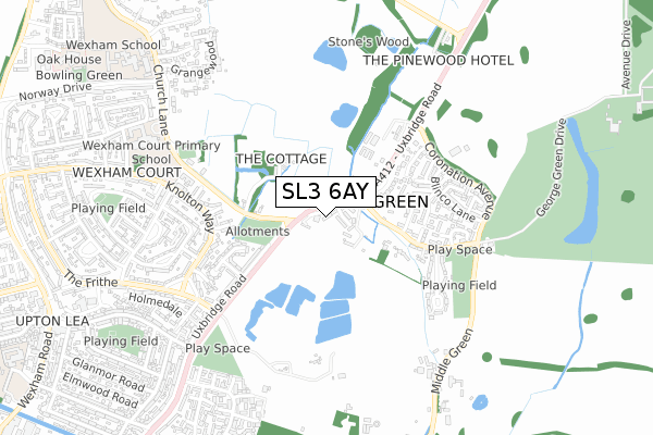 SL3 6AY map - small scale - OS Open Zoomstack (Ordnance Survey)