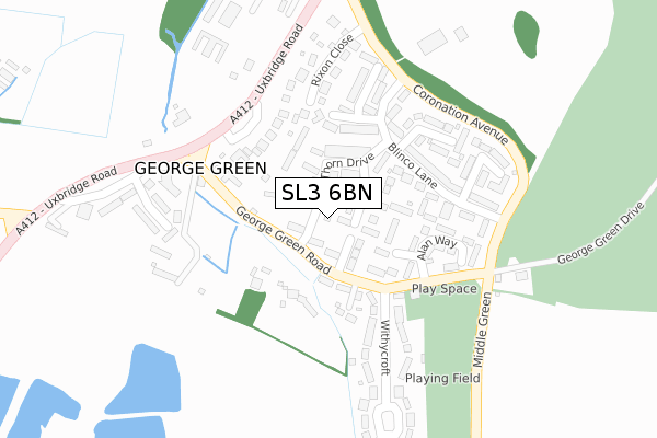 SL3 6BN map - large scale - OS Open Zoomstack (Ordnance Survey)