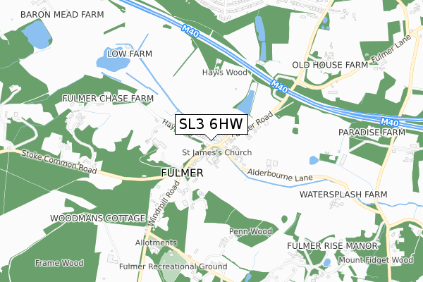 SL3 6HW map - small scale - OS Open Zoomstack (Ordnance Survey)