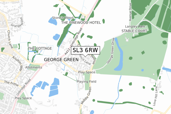 SL3 6RW map - small scale - OS Open Zoomstack (Ordnance Survey)