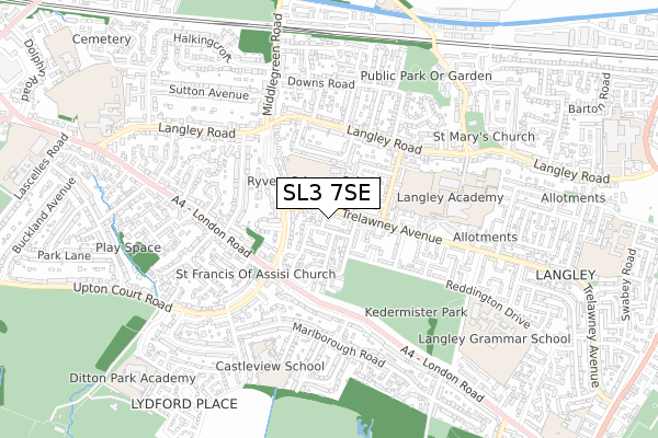 SL3 7SE map - small scale - OS Open Zoomstack (Ordnance Survey)