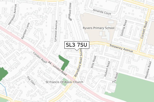 SL3 7SU map - large scale - OS Open Zoomstack (Ordnance Survey)