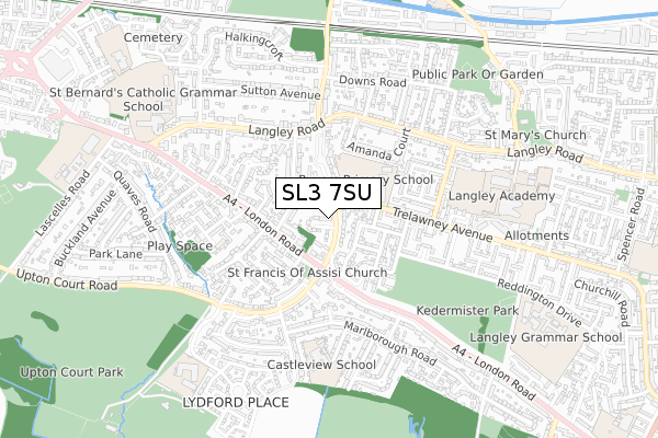 SL3 7SU map - small scale - OS Open Zoomstack (Ordnance Survey)