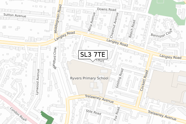 SL3 7TE map - large scale - OS Open Zoomstack (Ordnance Survey)