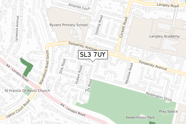 SL3 7UY map - large scale - OS Open Zoomstack (Ordnance Survey)