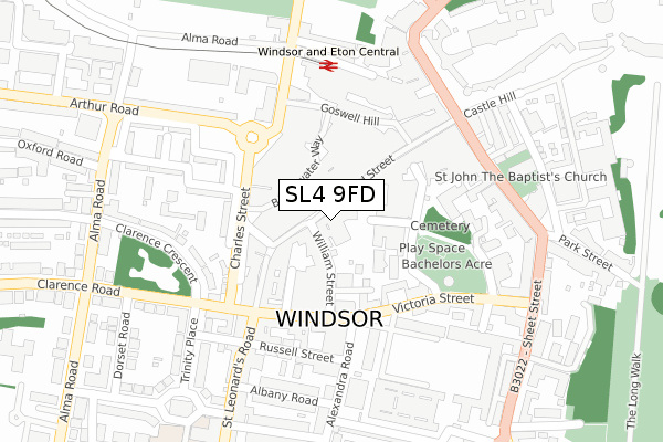 SL4 9FD map - large scale - OS Open Zoomstack (Ordnance Survey)