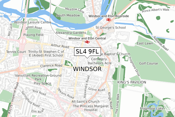 SL4 9FL map - small scale - OS Open Zoomstack (Ordnance Survey)