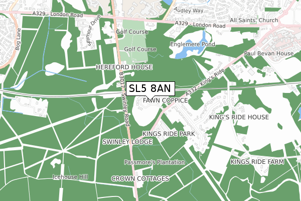 SL5 8AN map - small scale - OS Open Zoomstack (Ordnance Survey)