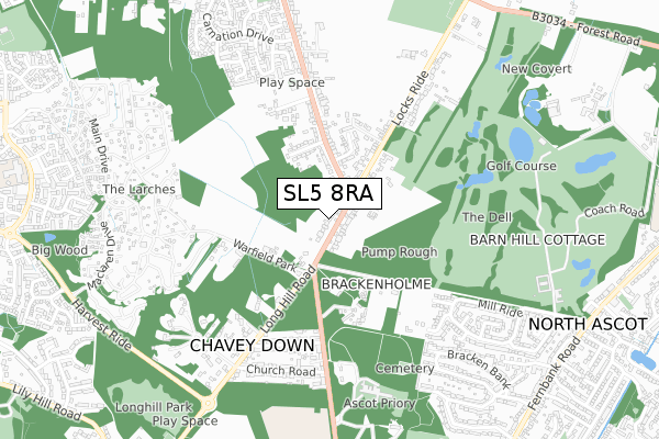 SL5 8RA map - small scale - OS Open Zoomstack (Ordnance Survey)