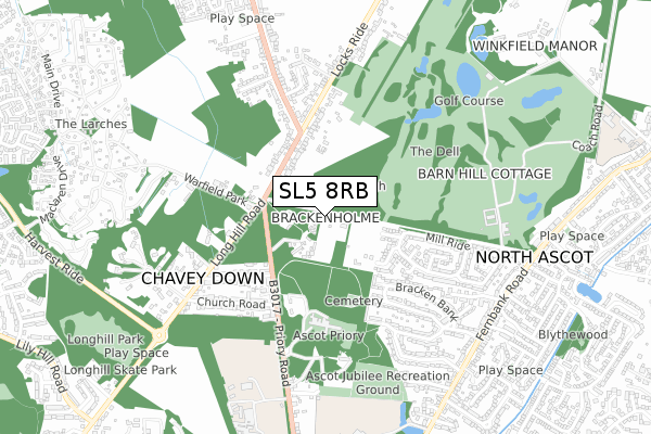 SL5 8RB map - small scale - OS Open Zoomstack (Ordnance Survey)