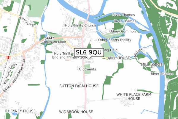 SL6 9QU map - small scale - OS Open Zoomstack (Ordnance Survey)