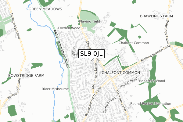 SL9 0JL map - small scale - OS Open Zoomstack (Ordnance Survey)