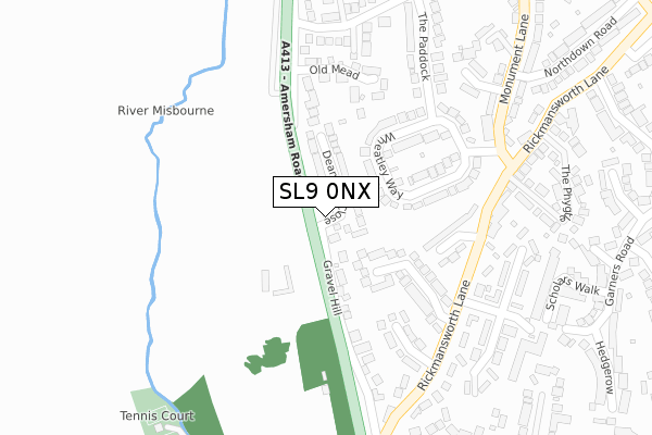 SL9 0NX map - large scale - OS Open Zoomstack (Ordnance Survey)