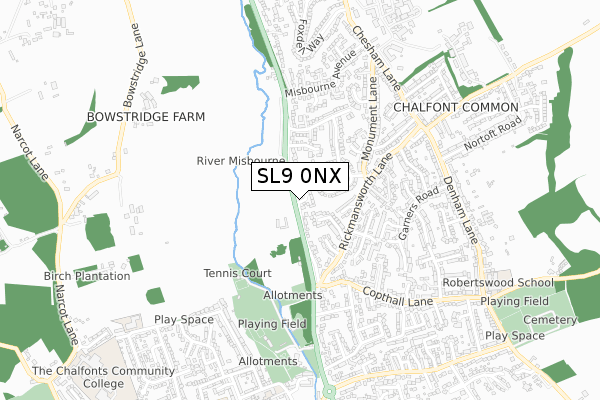 SL9 0NX map - small scale - OS Open Zoomstack (Ordnance Survey)