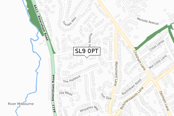 SL9 0PT map - large scale - OS Open Zoomstack (Ordnance Survey)