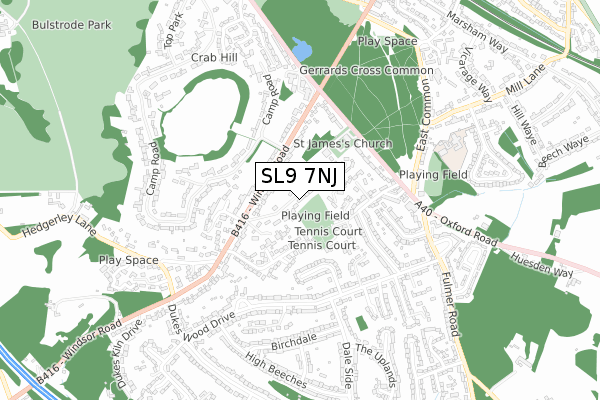 SL9 7NJ map - small scale - OS Open Zoomstack (Ordnance Survey)