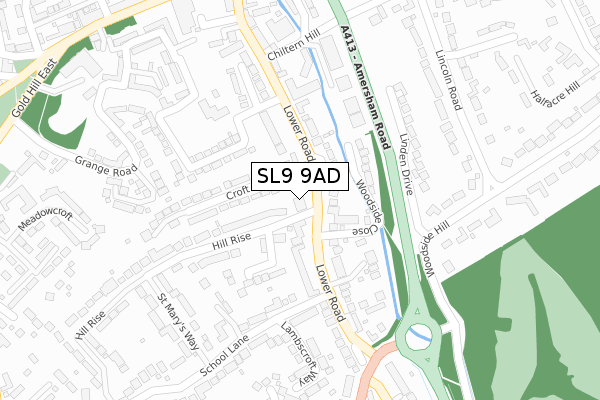 SL9 9AD map - large scale - OS Open Zoomstack (Ordnance Survey)