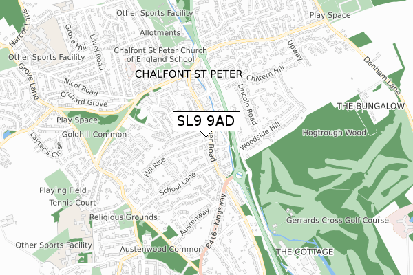 SL9 9AD map - small scale - OS Open Zoomstack (Ordnance Survey)