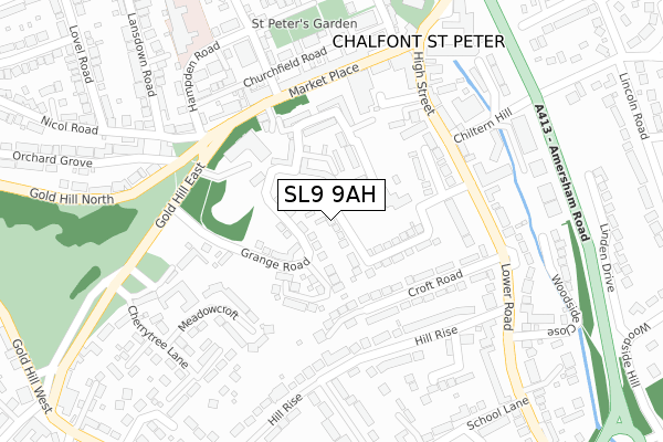 SL9 9AH map - large scale - OS Open Zoomstack (Ordnance Survey)