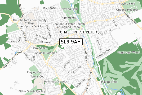 SL9 9AH map - small scale - OS Open Zoomstack (Ordnance Survey)