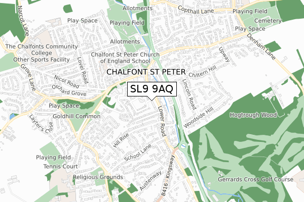 SL9 9AQ map - small scale - OS Open Zoomstack (Ordnance Survey)