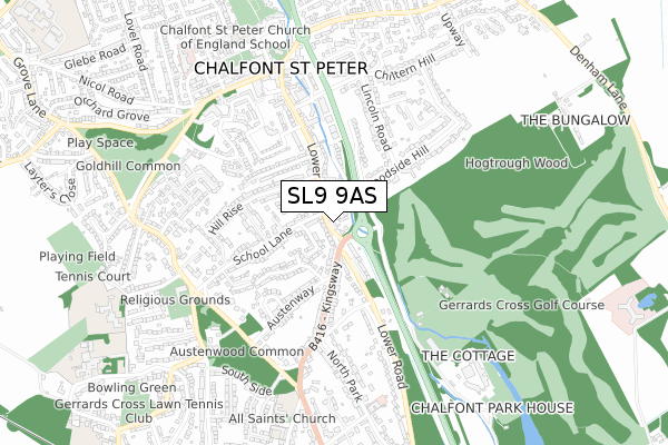 SL9 9AS map - small scale - OS Open Zoomstack (Ordnance Survey)