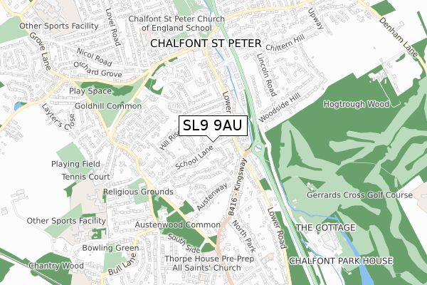 SL9 9AU map - small scale - OS Open Zoomstack (Ordnance Survey)