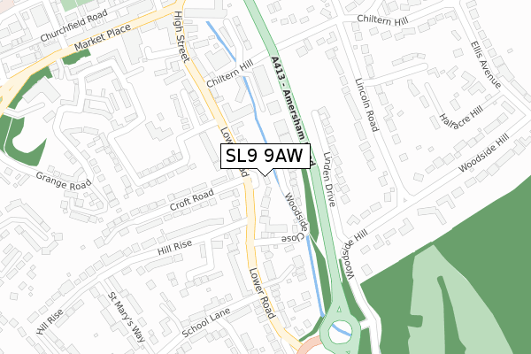 SL9 9AW map - large scale - OS Open Zoomstack (Ordnance Survey)