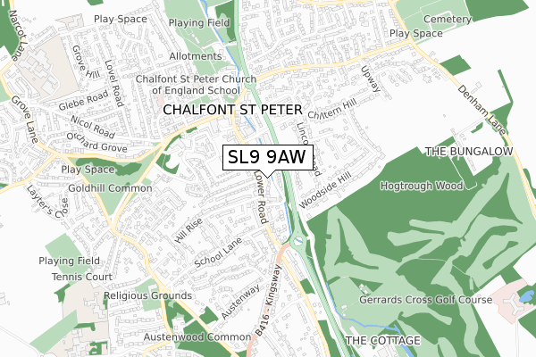 SL9 9AW map - small scale - OS Open Zoomstack (Ordnance Survey)