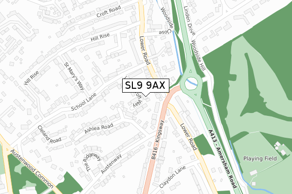 SL9 9AX map - large scale - OS Open Zoomstack (Ordnance Survey)